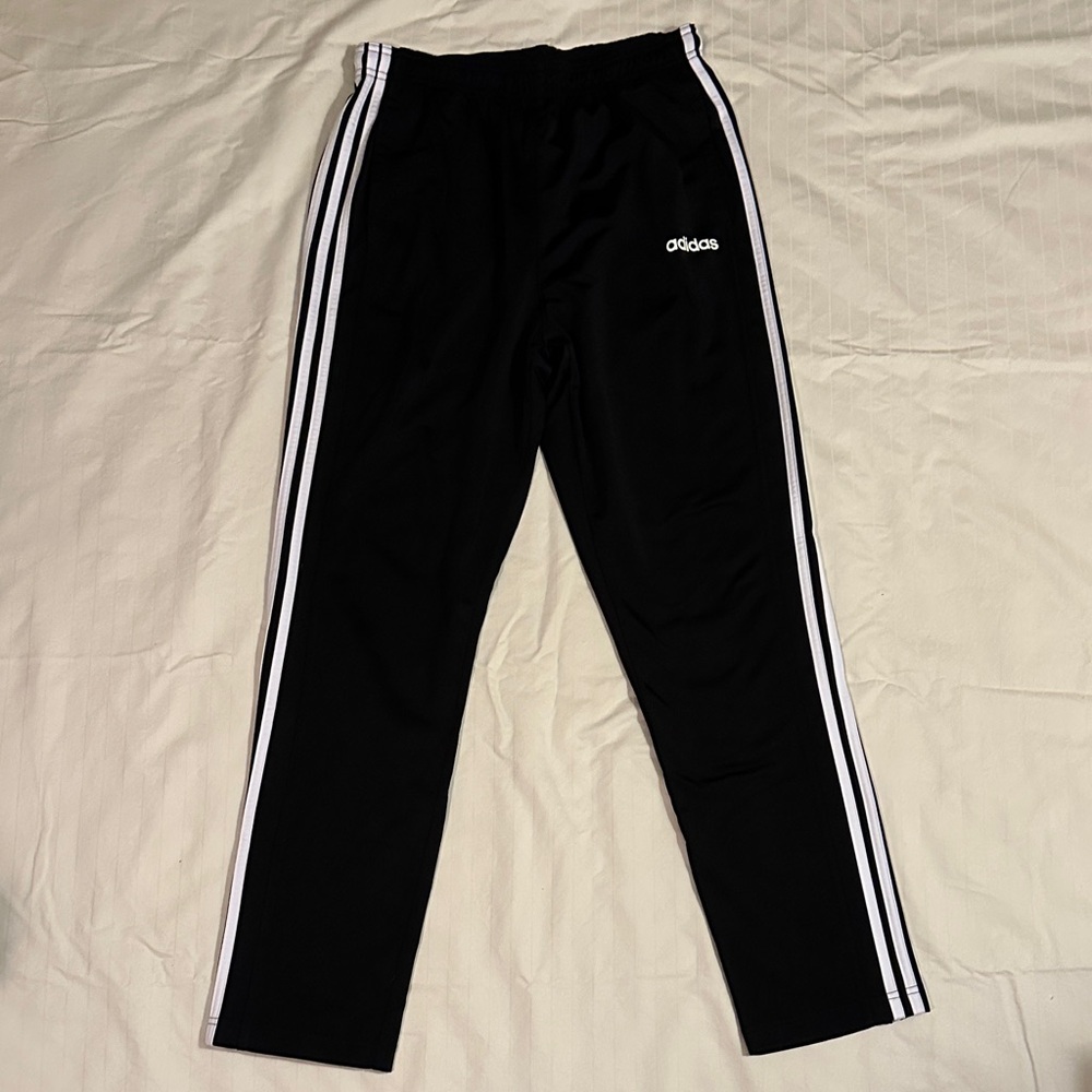 Adidas Black Joggers with White Stripes